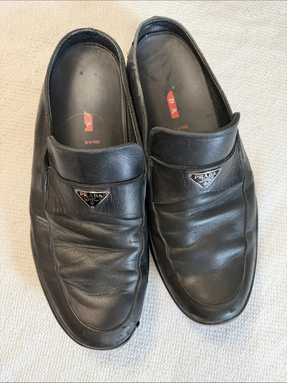 Prada Black Leather Mule Loafers Men’s 9 1/2